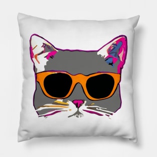 Cat with dark glesses Pillow