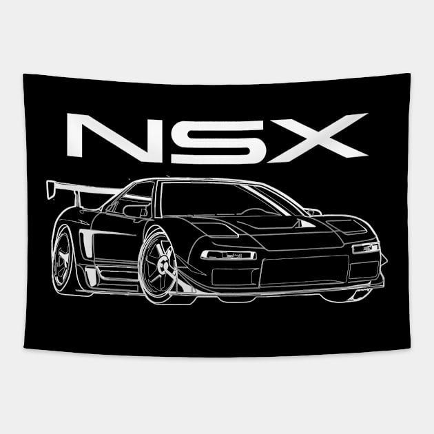 honda NSX line art Tapestry by cowtown_cowboy