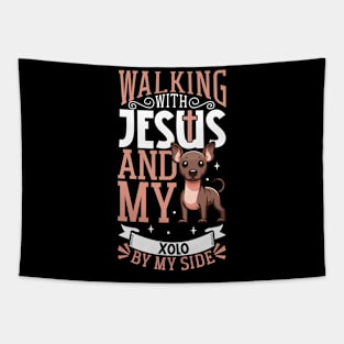 Jesus and dog - Xoloitzcuintle Tapestry