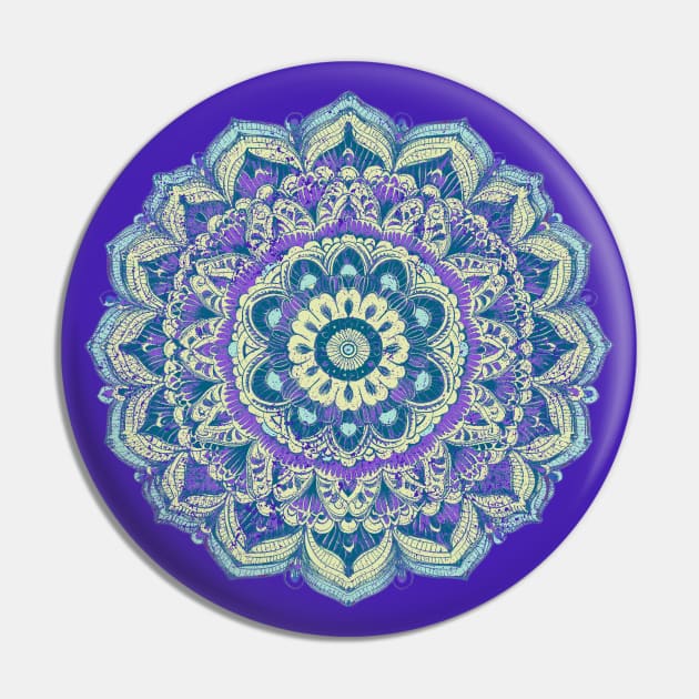 Mandala Pastel Purple Aqua Weathered / Distressed Pin by Pine Hill Goods