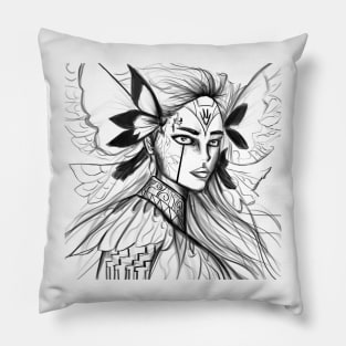 mexican fairy girl in ecopop butterfly crown of joy art Pillow