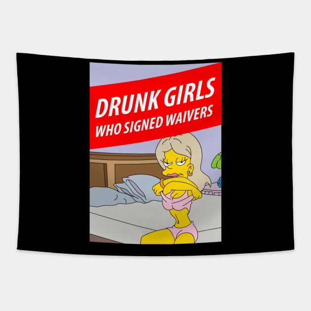 Drunk girls on DVD Tapestry by Teesbyhugo