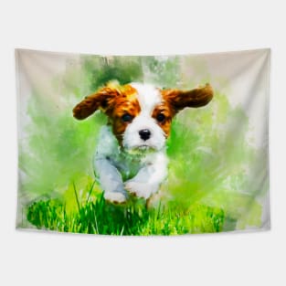 Cavalier King Charles Spaniel puppy watercolor Tapestry