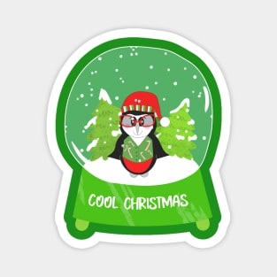 COOL Christmas Penguin Snowglobe Magnet