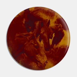 Horses and surreal mist in brown and orange Pin