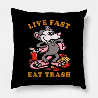 Live fast, eat trash Classic Opossum funny meme Pillow