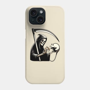grim reaper feeding a possum pizza Phone Case
