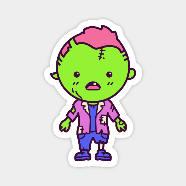 Cute Kawaii Zombie Kid Cartoon Magnet by SLAG_Creative