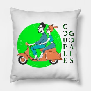 couple goals couple riding on scooter Pillow