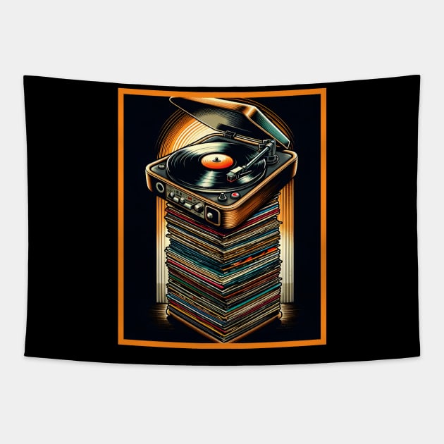 Retro Vinyl And Turntable Tapestry by Merchweaver