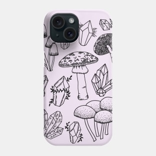 Crystals Fungi, Witchy Cottagecore of Botanical Fairytale Mushrooms Phone Case