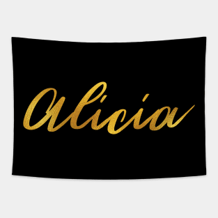 Alicia Name Hand Lettering in Faux Gold Letters Tapestry