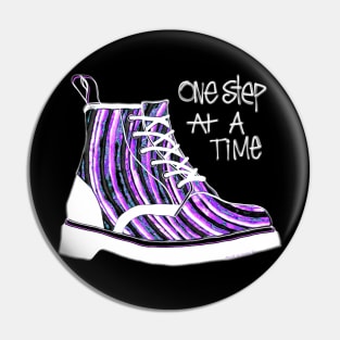 One Step At A Time Purple Boot Pin