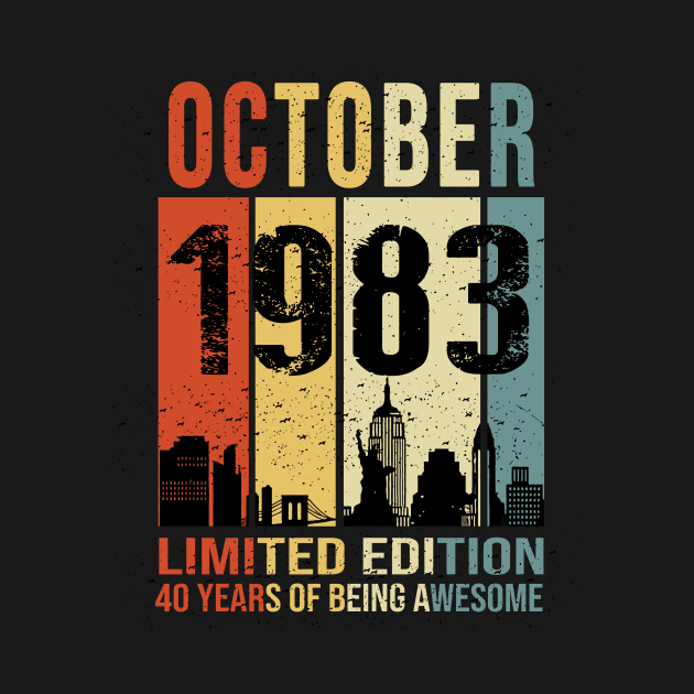 Made In 1983 October Years Of Being Awesome by Red and Black Floral