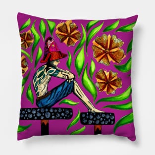 the mad hatter sitting waiting wishing Pillow