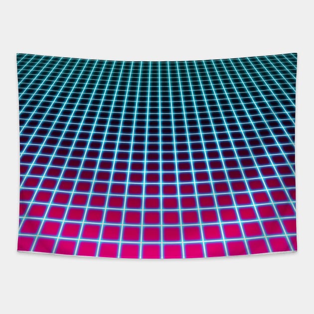 Vaporwave Ombre Grid Pattern Tapestry by saradaboru