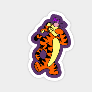 Tiger with Awareness Ribbon Butterfly (Purple) Magnet