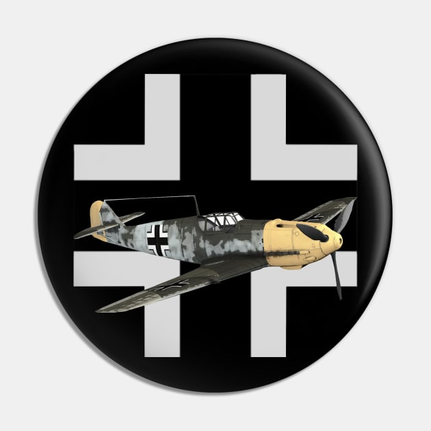 Messerschmitt Bf 109 WW2 Fighter Plane Pin by Dirty Custard Designs 