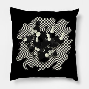 Chessboard and 3D Chess Pieces composition Pillow