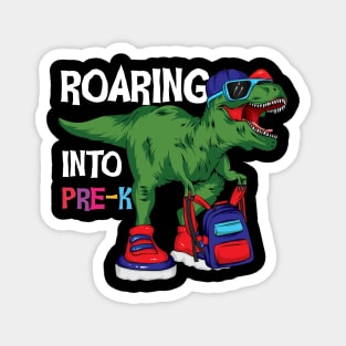 Roaring into Pre K Funny T-rex Backpack graphic boys girls back to school gift Magnet