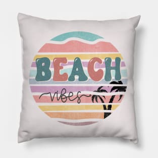 Beach Vibes Summer Retro Design Pillow