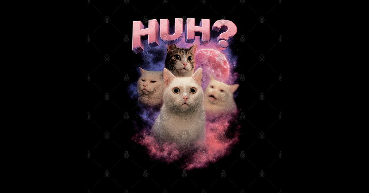 Huh Cat Meme, Funny Confused Cats Aesthetic Design - Funny Cat ...