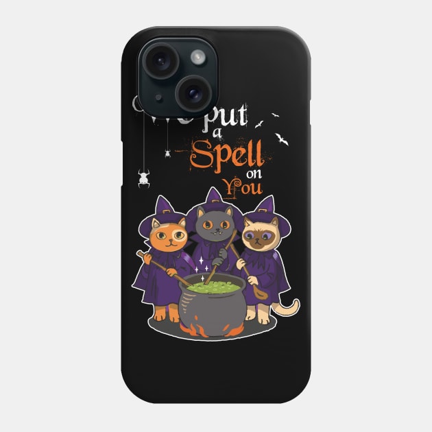 We Put A Spell On You Witch Cat Sisters Halloween Quote Gift Phone Case by star trek fanart and more