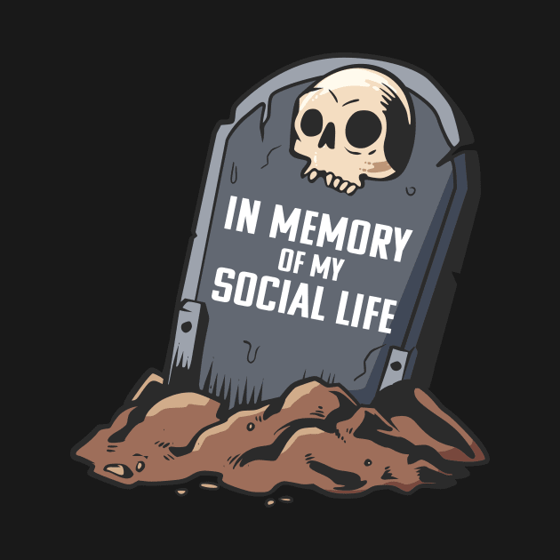 in memory of my social life - gravestone with skull , rest in peace by szymonabramek