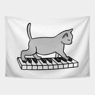 Cat Playing Piano Tapestry