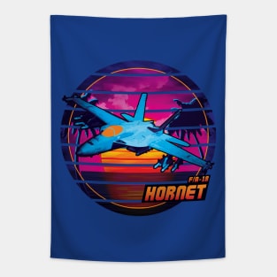 Neon Retro F/A-18 Hornet Tapestry