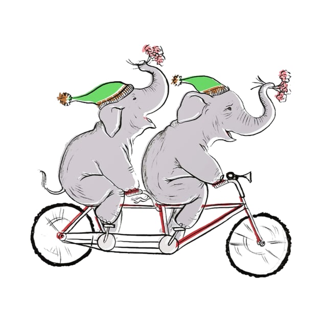 Elephant Pals on a Bike by AmysBirdHouse