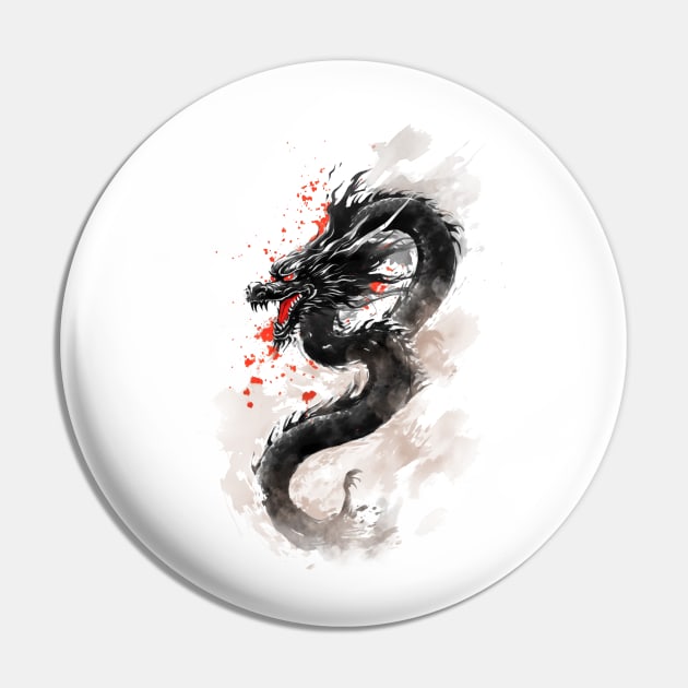 Dragon Sumi-e Pin by FanFreak