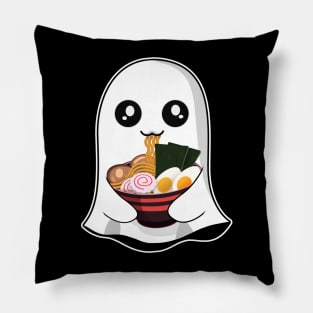 Cute Kawaii Ghost Eating Ramen Halloween Pillow