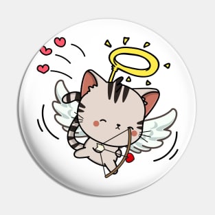 Cupid Tabby Cat Shooting Love Arrows on valentine's day Pin