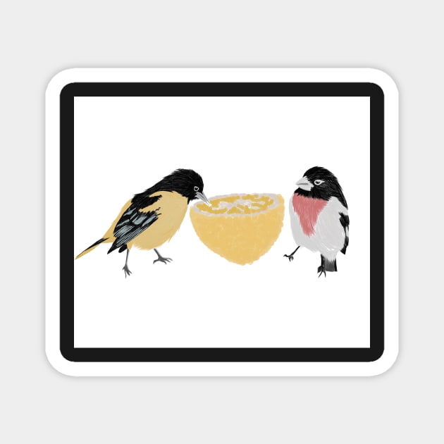 Two Birds Eating an Orange Magnet by CactusMonsters