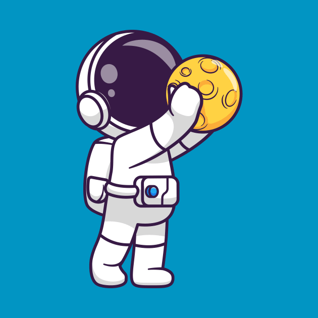 Cute Astronaut Holding Moon Cartoon by Catalyst Labs