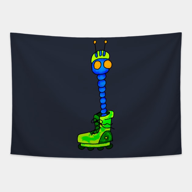 roller skater worm Tapestry by MerryDee