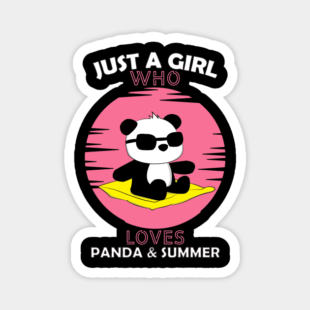 Just a Girl Who Loves panda and summer Magnet by Boba Art Store