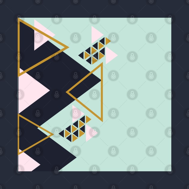 Modern Vibes- Blue, Gold and Pink Geometric by mrsmauve