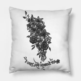 Flowers - I love and respect you - black and white option Pillow