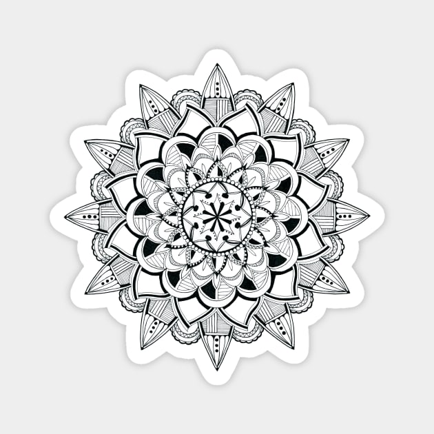 Mandala ink drawing - partly transparent Magnet by kittyvdheuvel