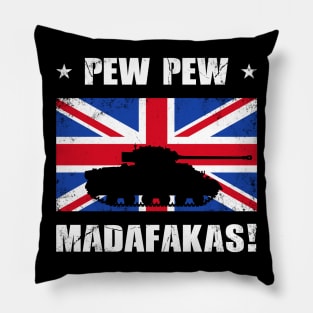 Pew Pew Madafakas British Battle Tank Sherman Firefly Pillow