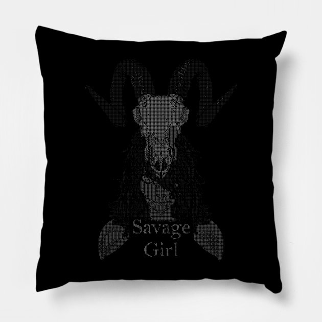 ASCii Savage Girl w/ text (White) Pillow by McNerdic