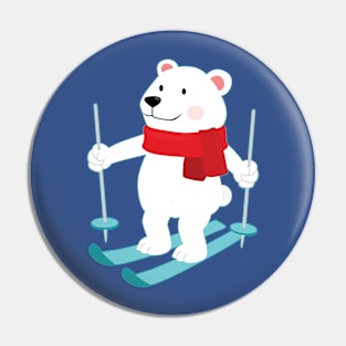 Lets Go Skiing with Mr Polar Bear this Merry Christmas Pin