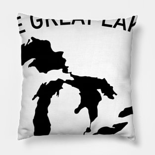 The Great Lakes Black United States Pillow