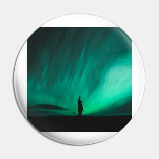 Man Watching The Northern Lights in Iceland Pin