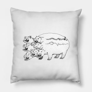 7 Headed Hippo Pillow