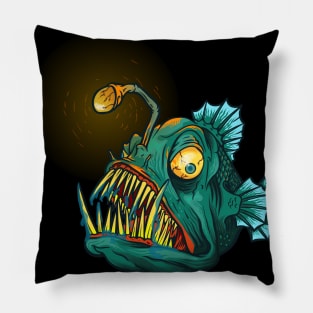 Monster Fish Illustration Pillow