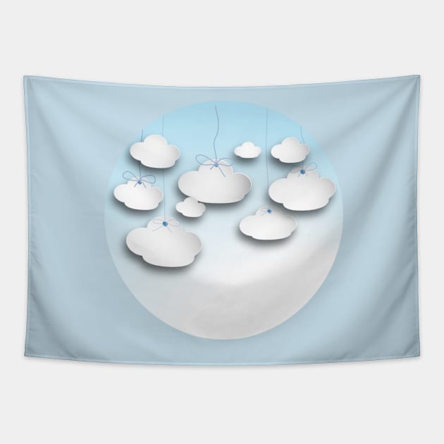 Clouds on a string in Light  Blue Tapestry by Artskratch