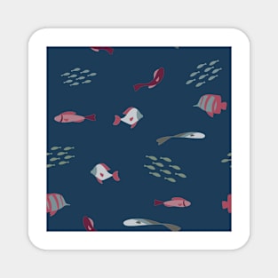 Ocean Fish on Navy Magnet